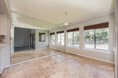 Light filled dining area.