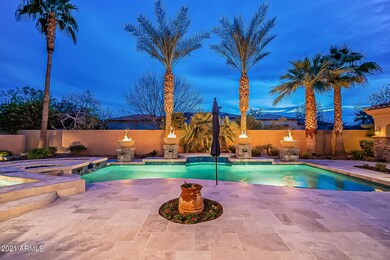 _ Pool and palms at twilight