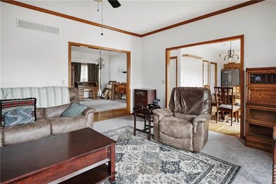 Family room opens into the dining and kitchen area
