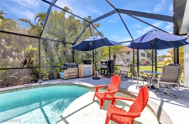 Pool with area for grilling, a lanai, exterior kit
