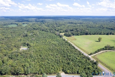 Aerial view of a heavily wooded area