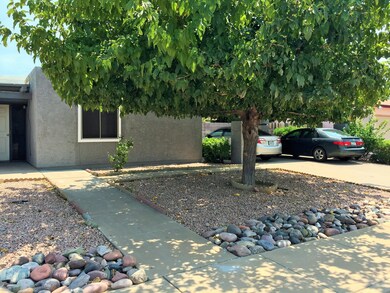 Front view toward carport