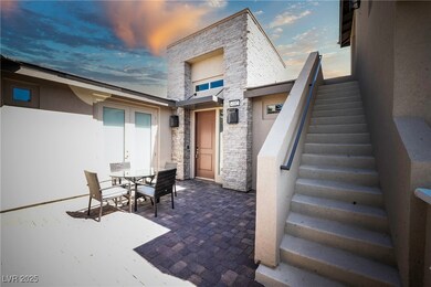 View of patio with stairway to casita and outdoor