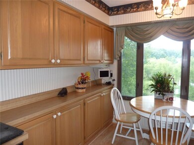 More cabinets by breakfast table overlooking wild life on the lake.