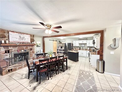 Open dining and kitchen area