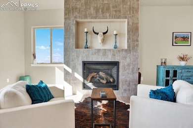 Living room featuring a fireplace