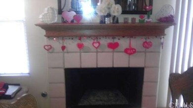 Close up of fireplace.