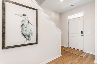 Foyer with wood-type flooring