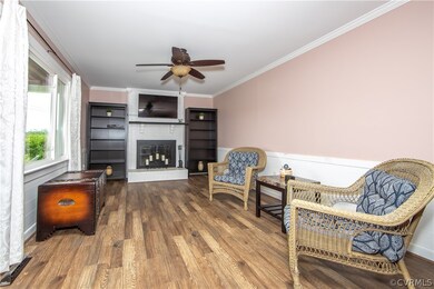 Additional features of the family room are crown m