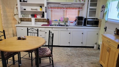 Kitchen with white cabinets and sink