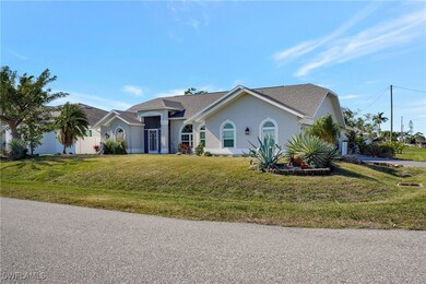 Ranch-style house with a front yard, stucco siding