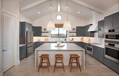 Kitchen with vaulted ceiling