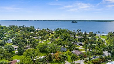 Aerial perspective of suburban area with a large b