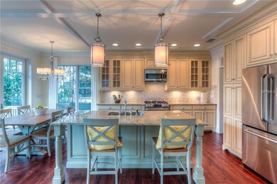 Gorgeous open kitchen with GE profile stainless st