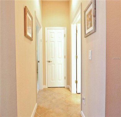 Hallway to the left of entryway. Leads to guest be