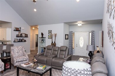 Large open floor plan with vaulted ceilings.