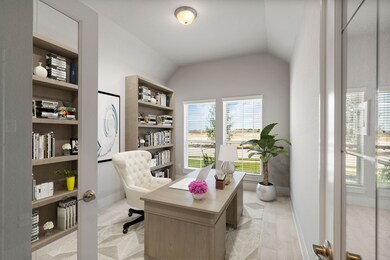 At the forefront, a refined home office beckons pr