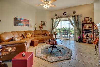 Large living area overlooking pool
