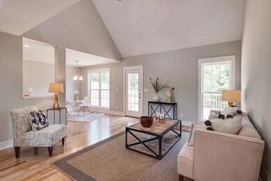 Great Room w/ Cathedral Ceiling & REAL Hickory Hardwood Floors