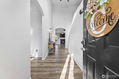 Enter home and notice the soaring ceiling