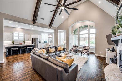 Hard wood flooring expands throughout the open flo