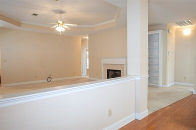 Division between great room and dining area