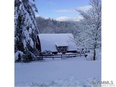 Postcard winter shot of barn