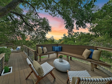 View of deck at dusk