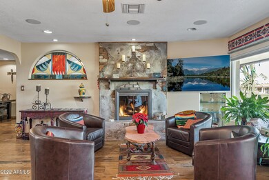 Family Room Rustic Old World Fireplace