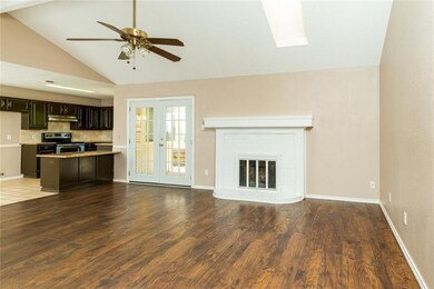 Living room with French Doors to the back patio.