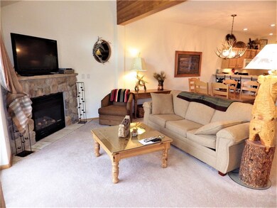 Living room with gas fireplace and pull out couch