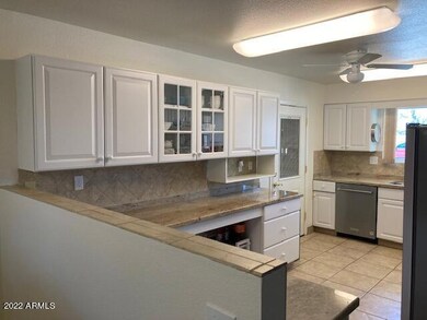 Kitchen open to dining area