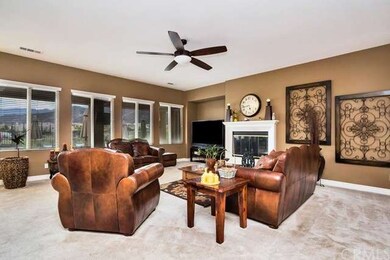 large open living room with a fireplace