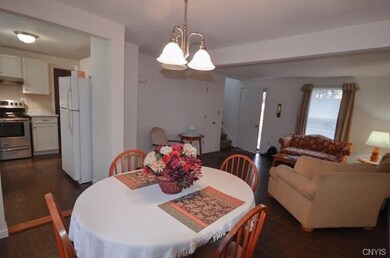 Kitchen, dining and living room.