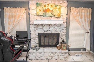 beautiful Stone Fireplace with mantel