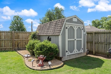 Storage shed in backyard