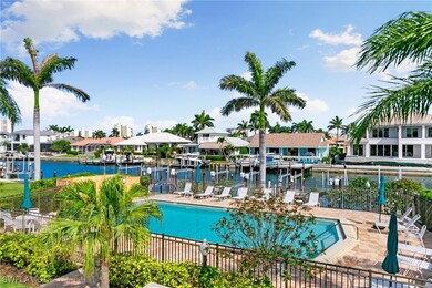 Peaceful view of the pool and landscaping