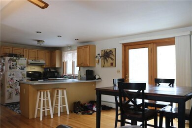 Dining room with sliders to deck
