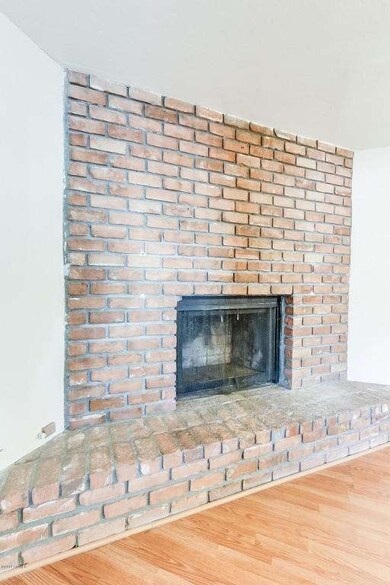 Brick fireplace perfect for winter!