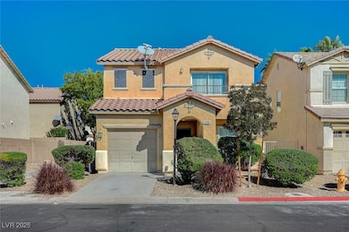 Mediterranean / spanish-style house with a tiled roof, an attached garage, stucco siding, and concrete driveway