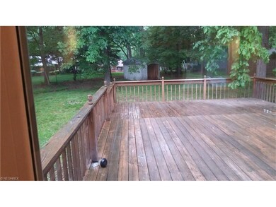 Large Deck with storage shed in yard