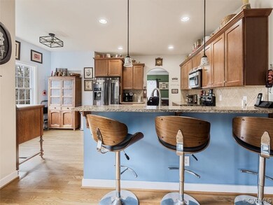 Bar area from family room into the kitchen.
