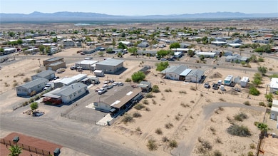 Aerial view of residential area with a mountain ba