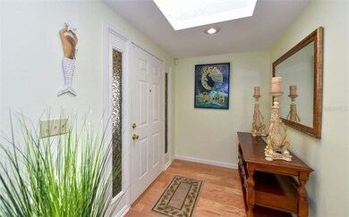 Interior entryway with skylight.