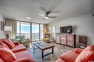 Living room with light parquet flooring, ceiling f