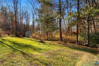 View of yard featuring a storage unit