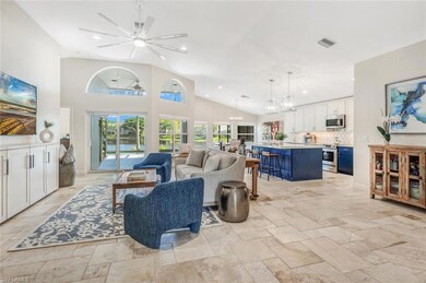 Living room featuring light tile patterned floorin