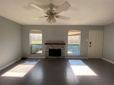 This View looking at beautiful fire place and fron
