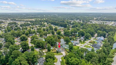 Aerial perspective of suburban area
