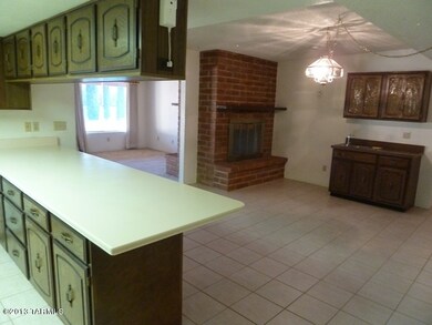 Dining area with fireplace